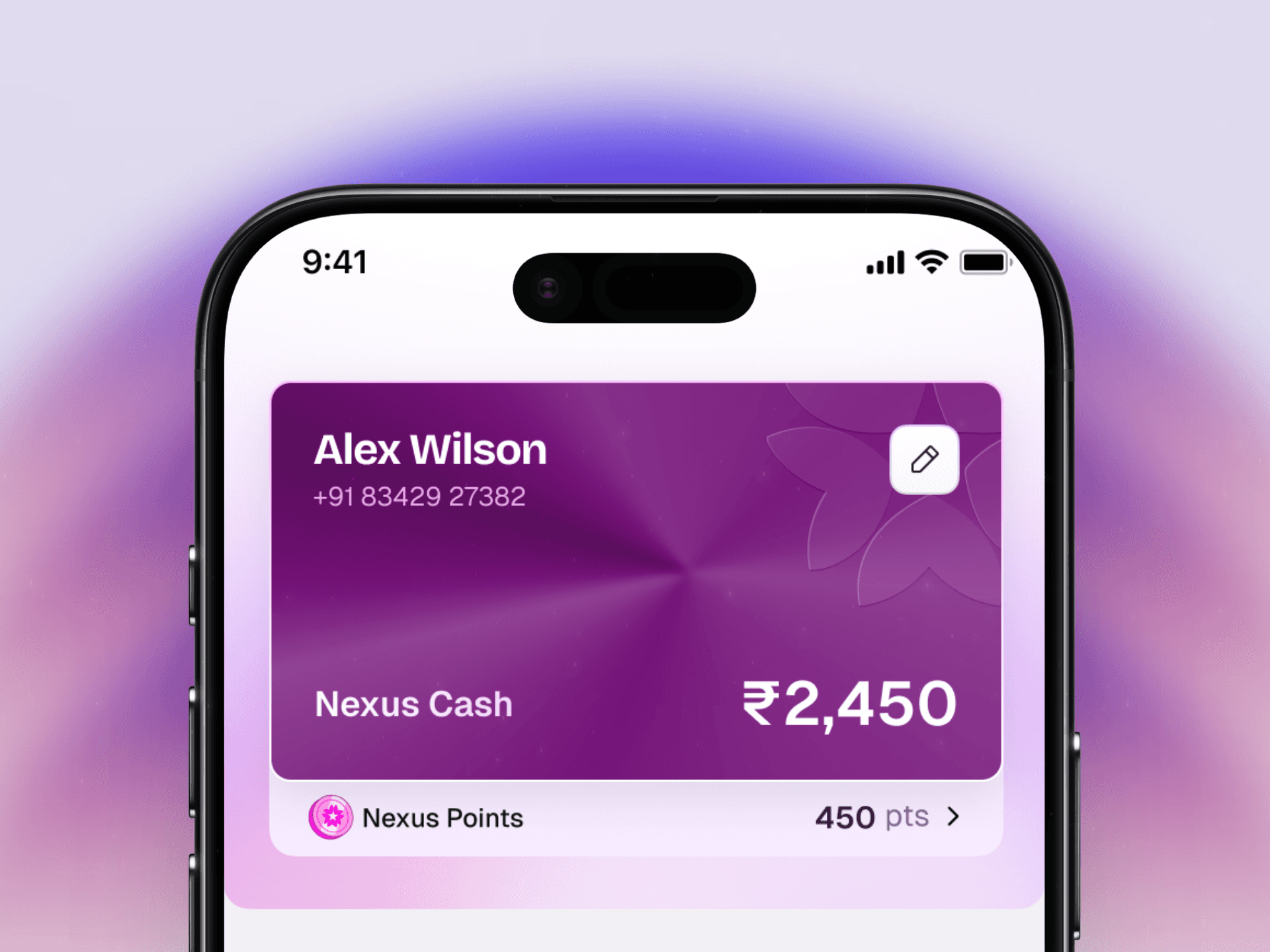 Nexus Cash card, closeup of the loyalty object